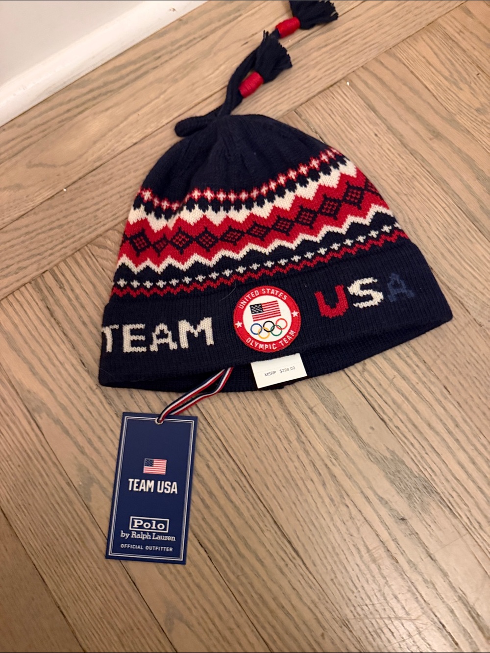 Polo by Ralph Lauren Navy Red White Team USA Olympics Knit Beanie - Milan 2026
